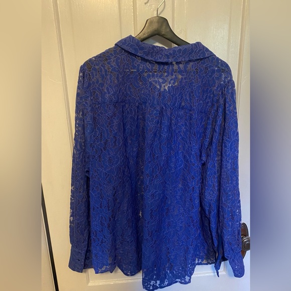 Torrid Royal Blue Lace Button Down Shirt - Picture 2 of 2